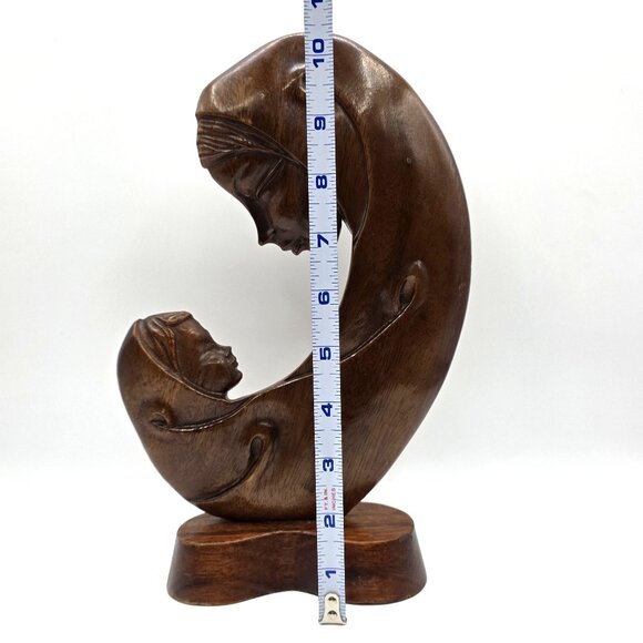 Vintage Mother Mary Madonna Baby Jesus Hand Carved Wooden Sculpture Decor MCM - Picture 6 of 7